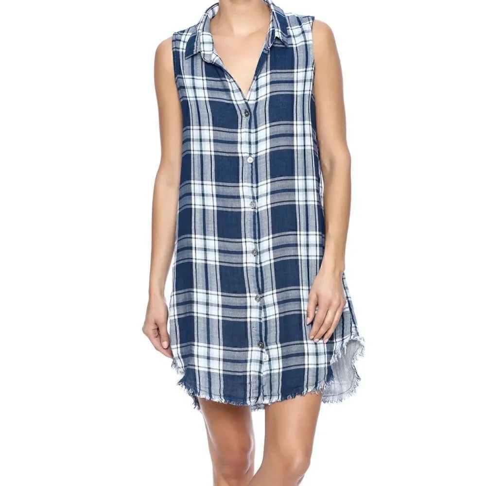 Vintage Havana sleeveless plaid shirt dress
